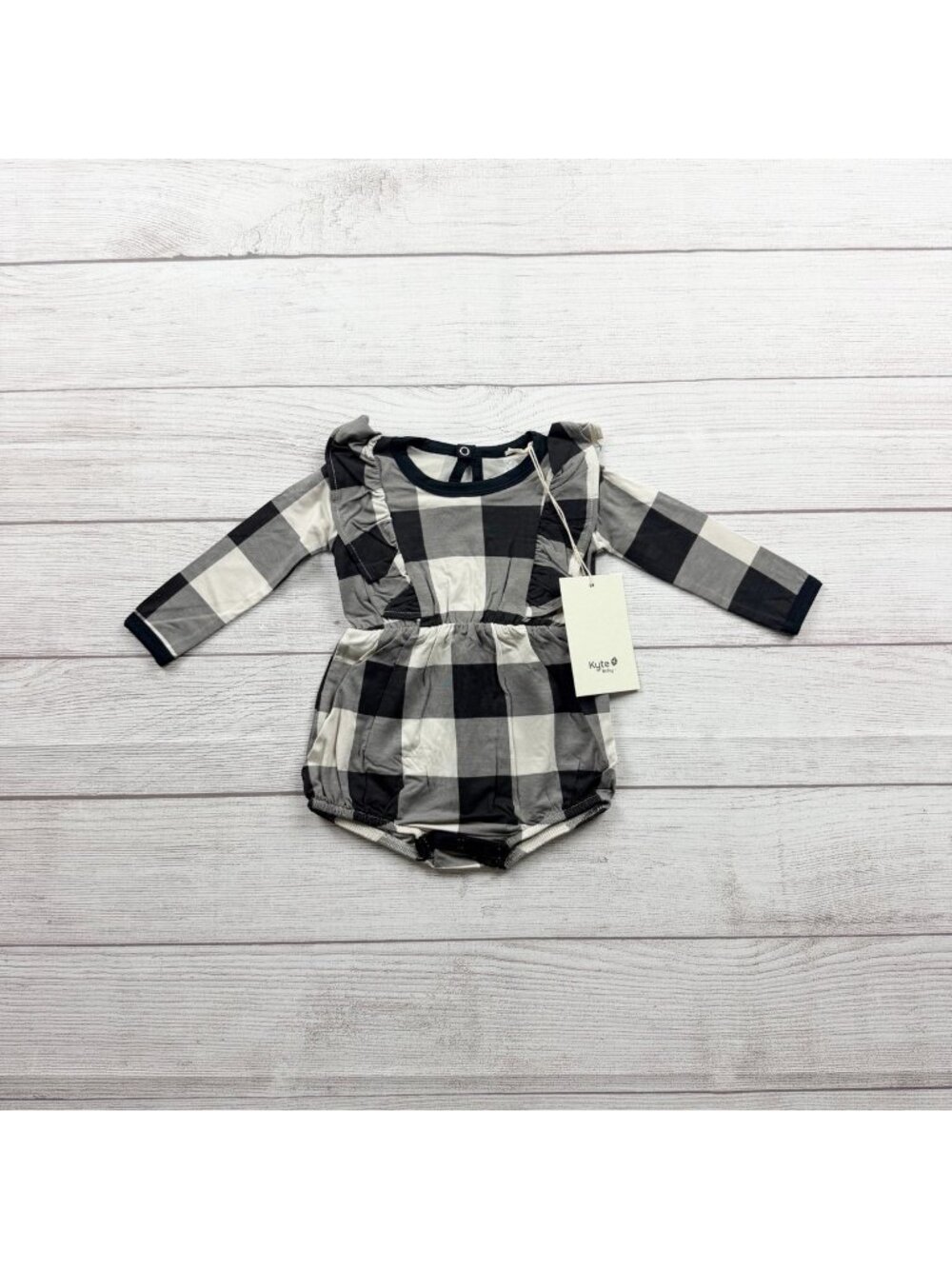 Kyte Baby Plaid Long Sleeve Romper Ruffle Accent NWT 3-6 Months